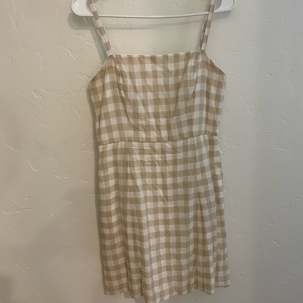 Tan and white checkered boutique dress - size medium